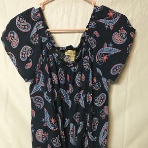 Davina Women's Paisley Flower Tie Front Purple Blouse Top Size Small